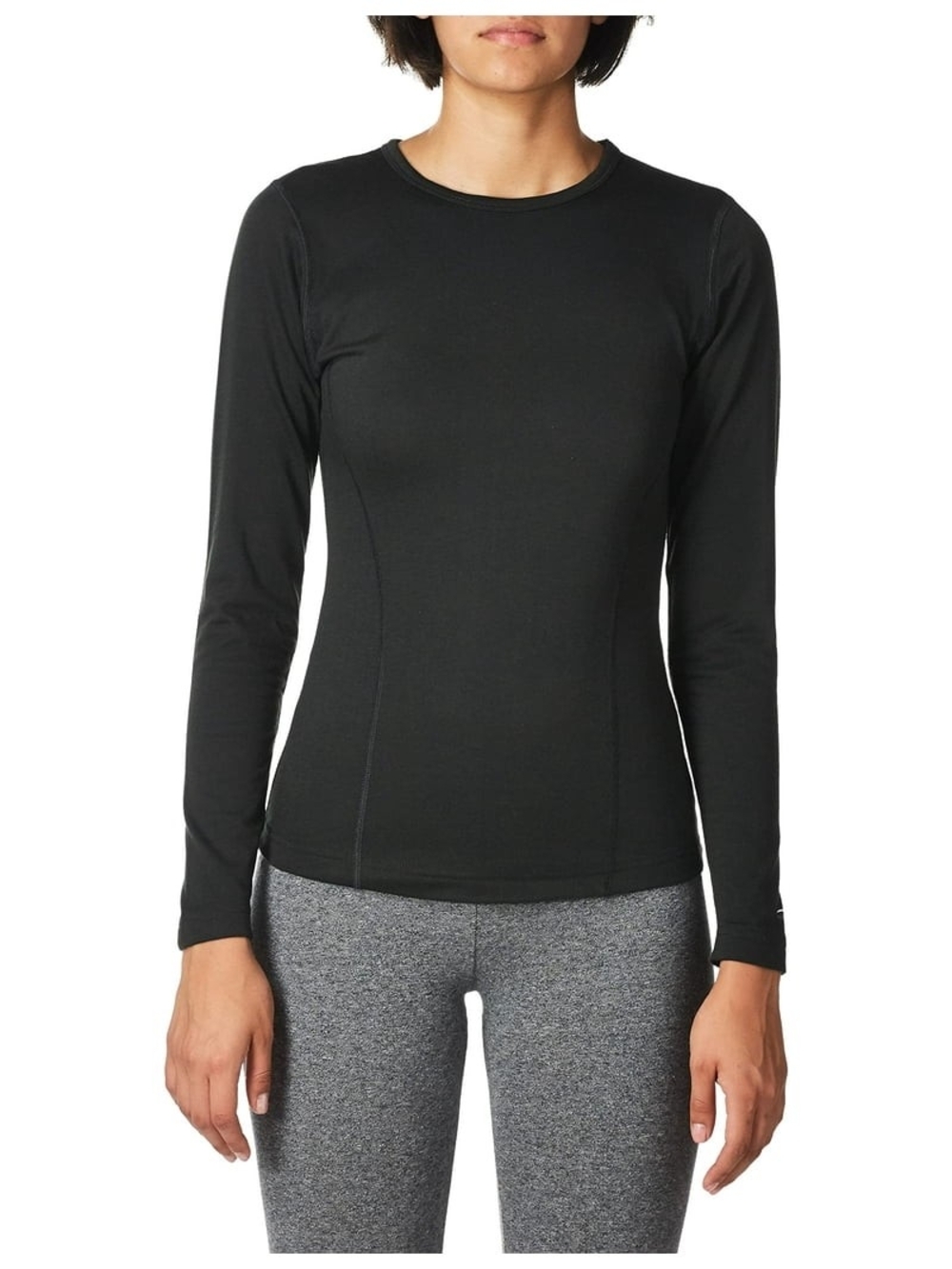 Black Long-Sleeve Crewneck Performance Top